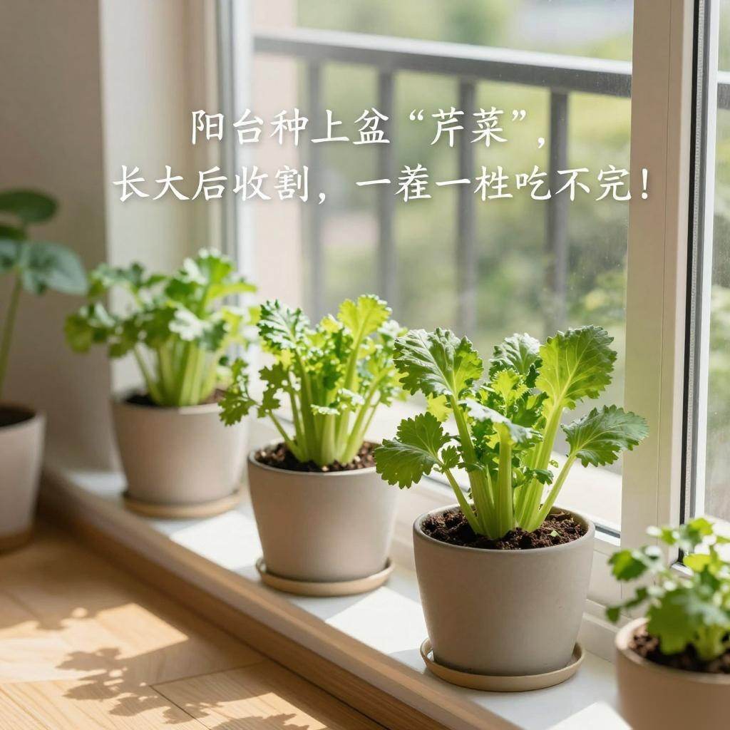 阳台种上盆“芹菜”，长大后就收割，一茬一茬吃不完！
