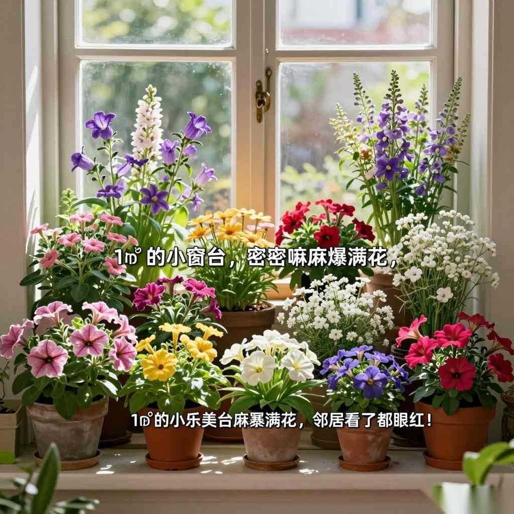 1㎡的小窗台，密密麻麻爆满花，邻居看了都眼红！