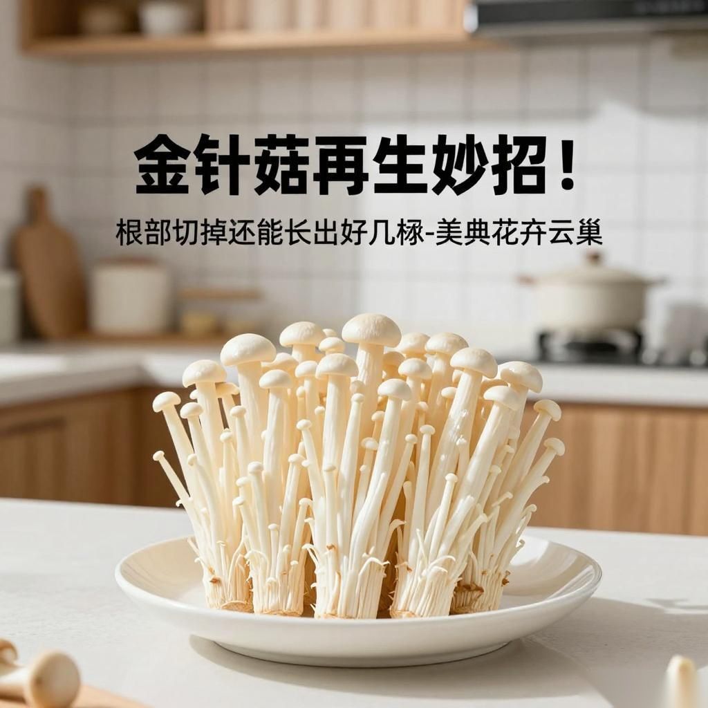 金针菇再生妙招！根部切掉还能长出好几捆-美典花卉云巢