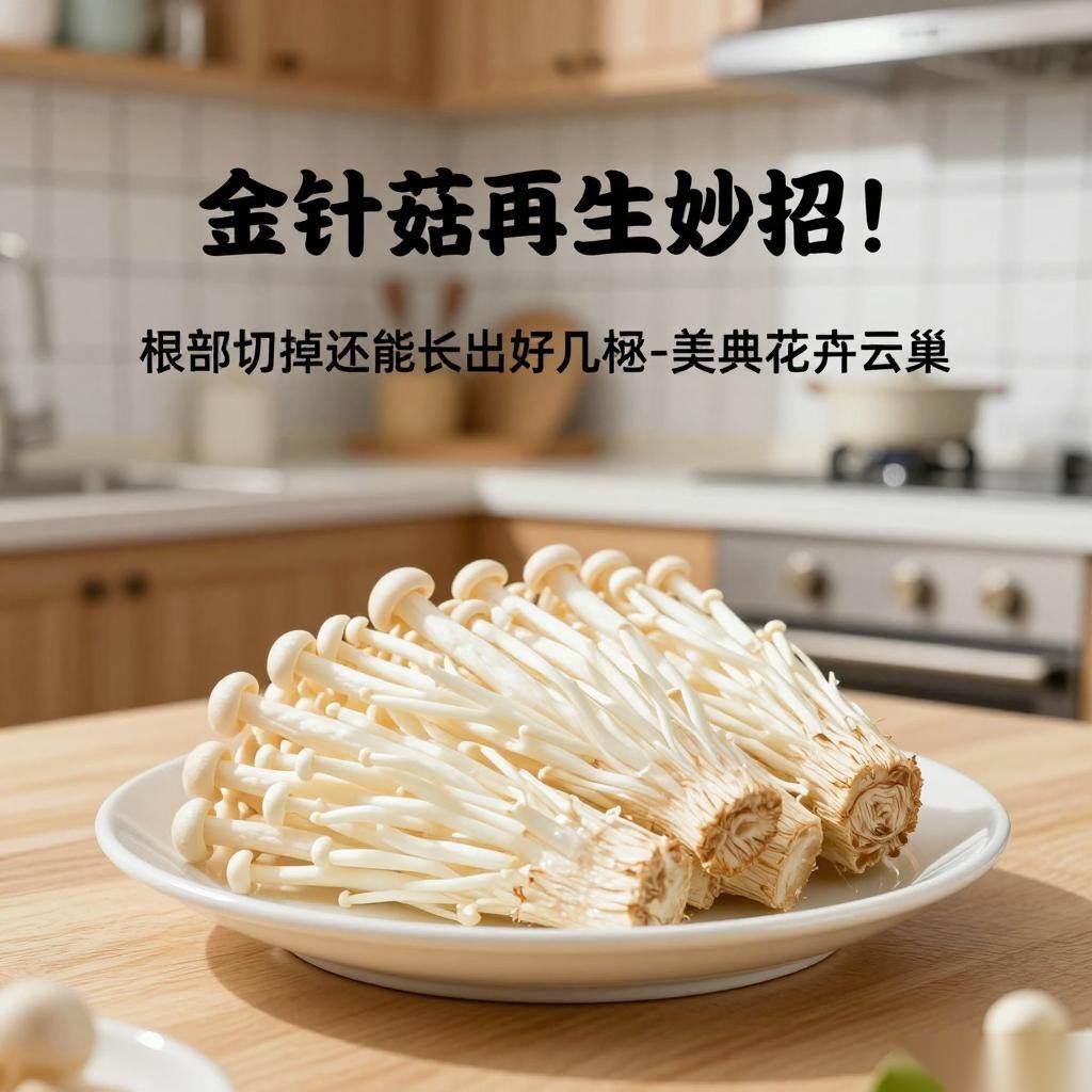 金针菇再生妙招!根部切掉还能长出好几捆-美典花卉云巢