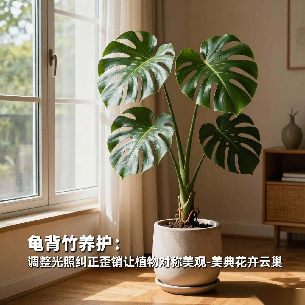 龟背竹养护:调整光照纠正歪斜让植物对称美观-美典花卉云巢
